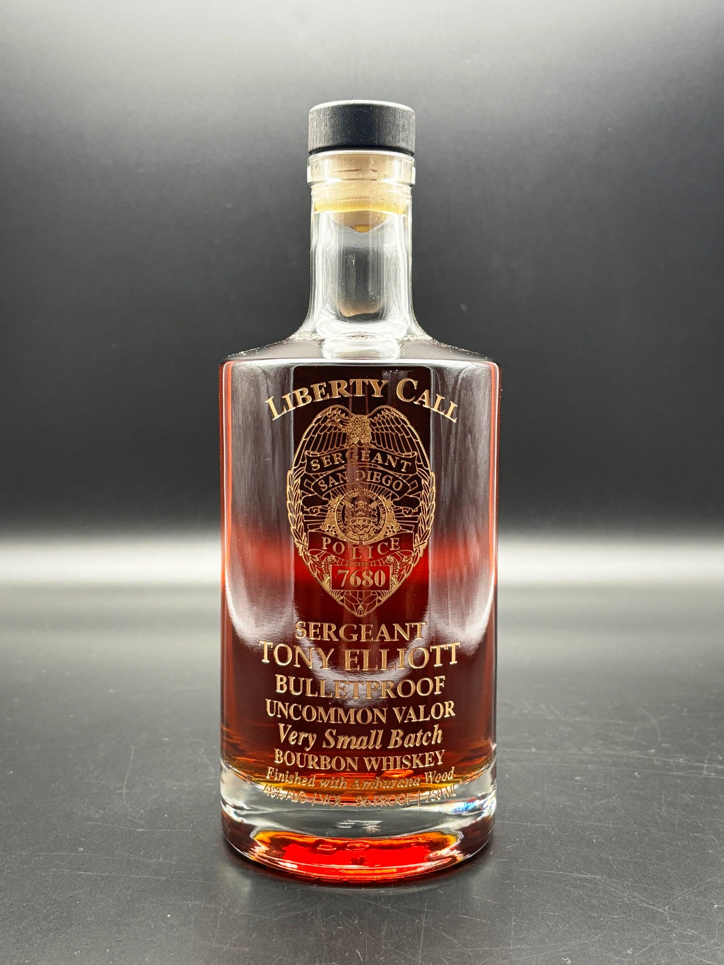 San Diego PD Sergeant Anthony Elliott Fundraiser Whiskey Bottles