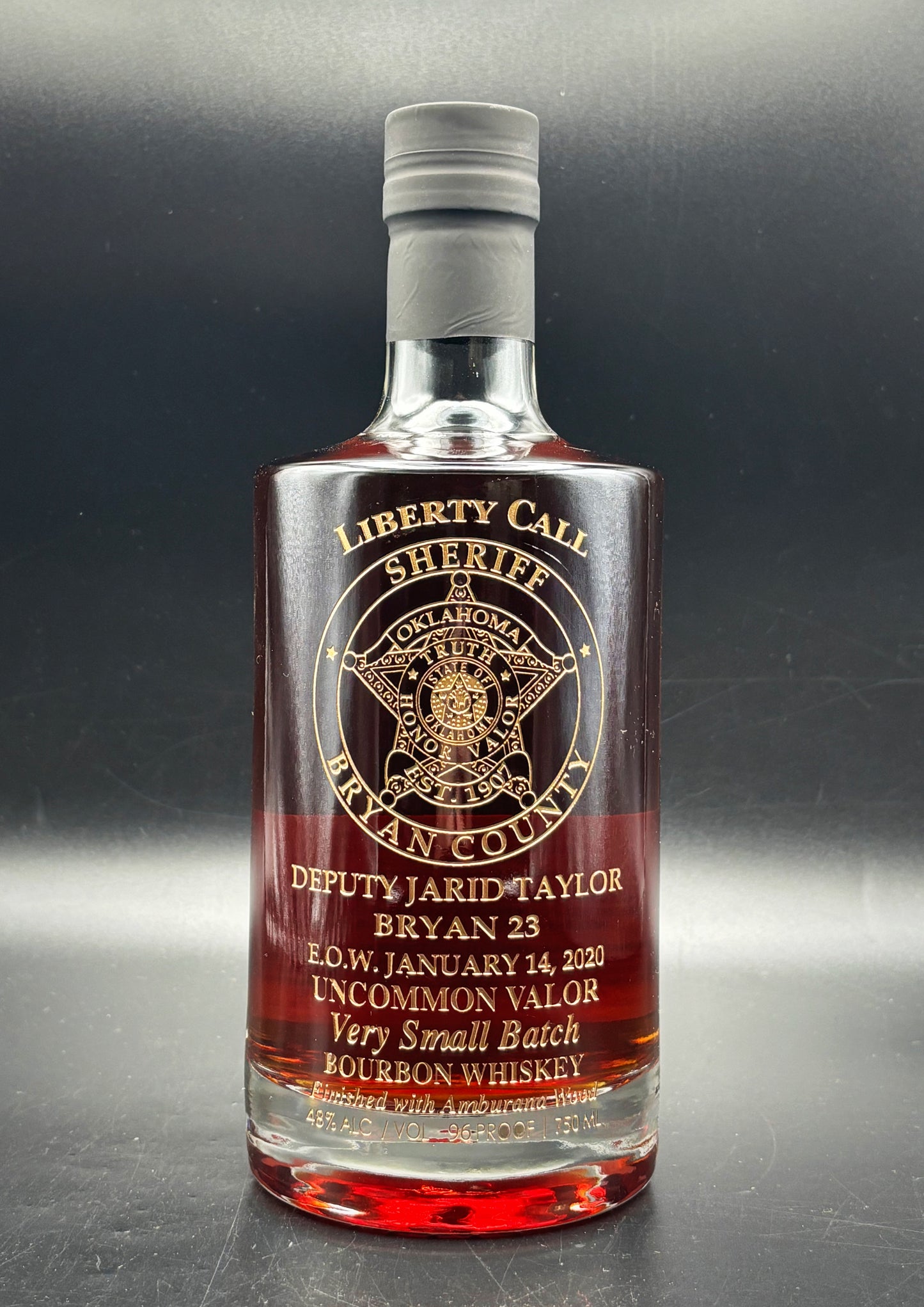 Bryan County Sheriff's Office Deputy Jarid Taylor Memorial Whiskey Bottle