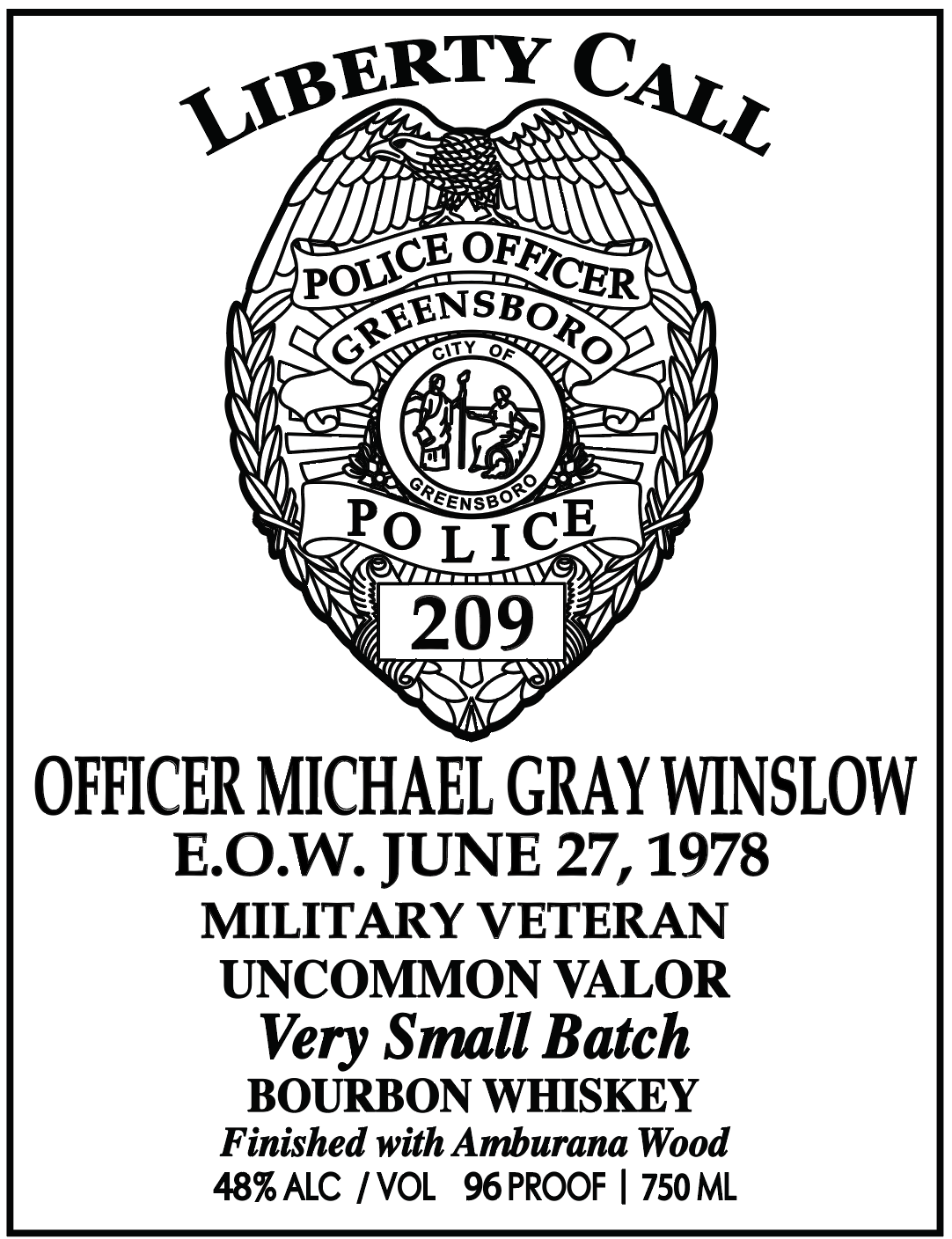 Michael Gray Winslow Memorial Bottle - Greensboro Police