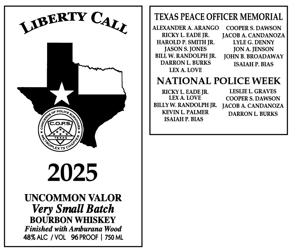 Metroplex Concerns of Police Survivors (COPS) 2025 Commemorative Decanter