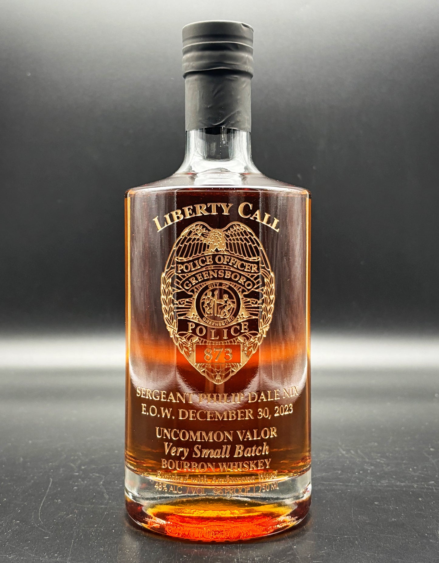 Greensboro Police Sergeant Philip Dale Nix Memorial Whiskey Bottle