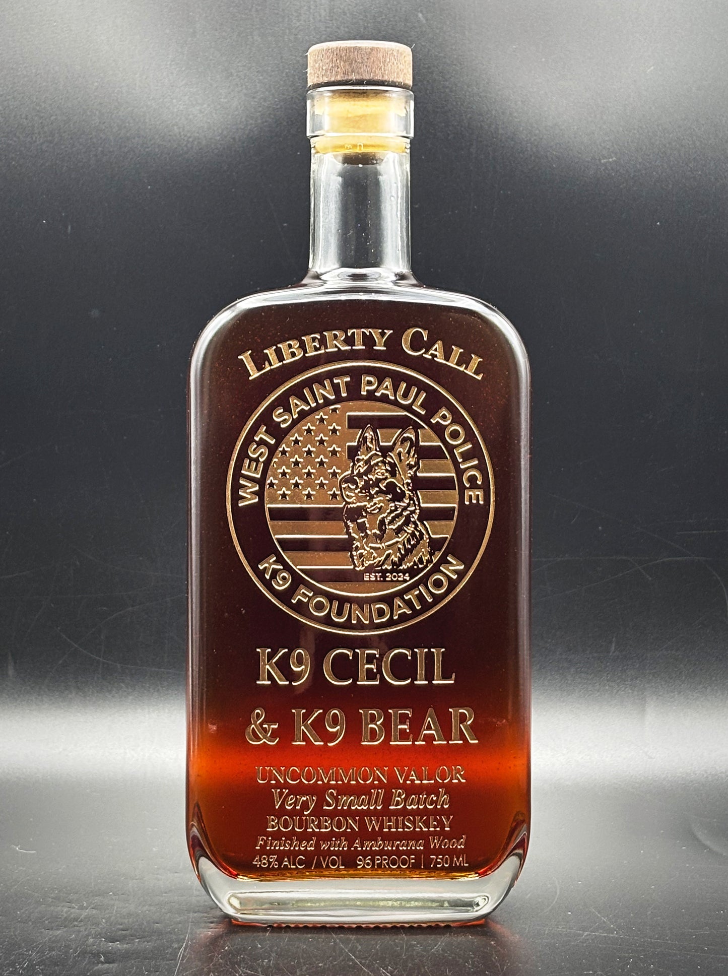 West St. Paul Police K9 Foundation Whiskey Bottle