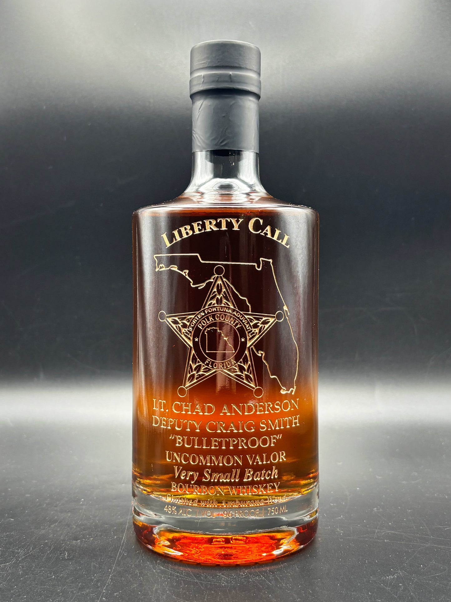 Polk County Sheriff's Lieutenant Chad Anderson and Deputy Craig Smith Fundraiser Whiskey Bottle