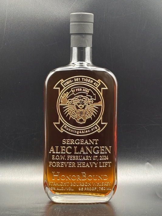 Sgt. Alec Langen - United States Marine Corps - Memorial Whiskey Bottle