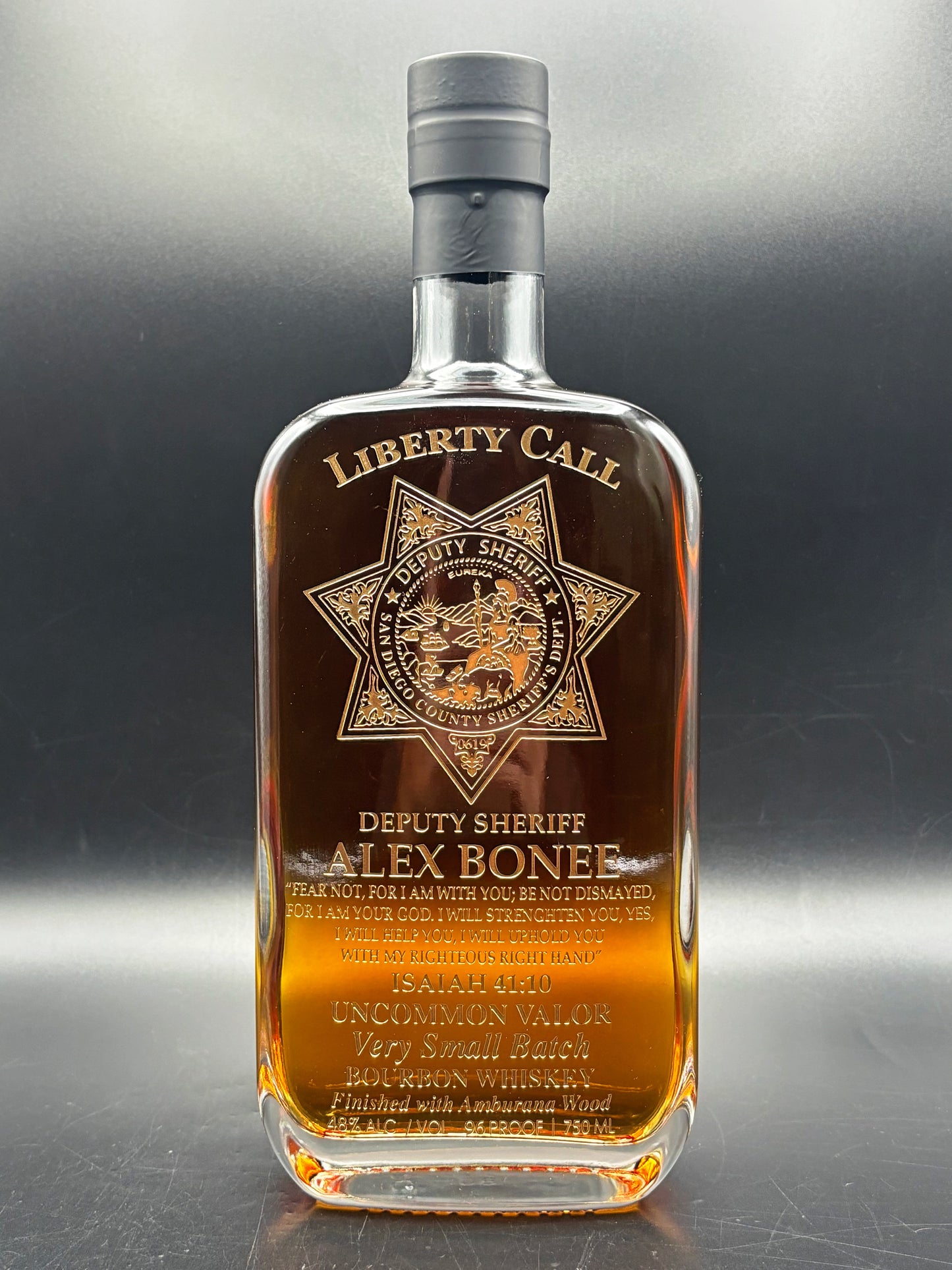 San Diego Sheriff's Officer Alex Bonee Whiskey Bottle