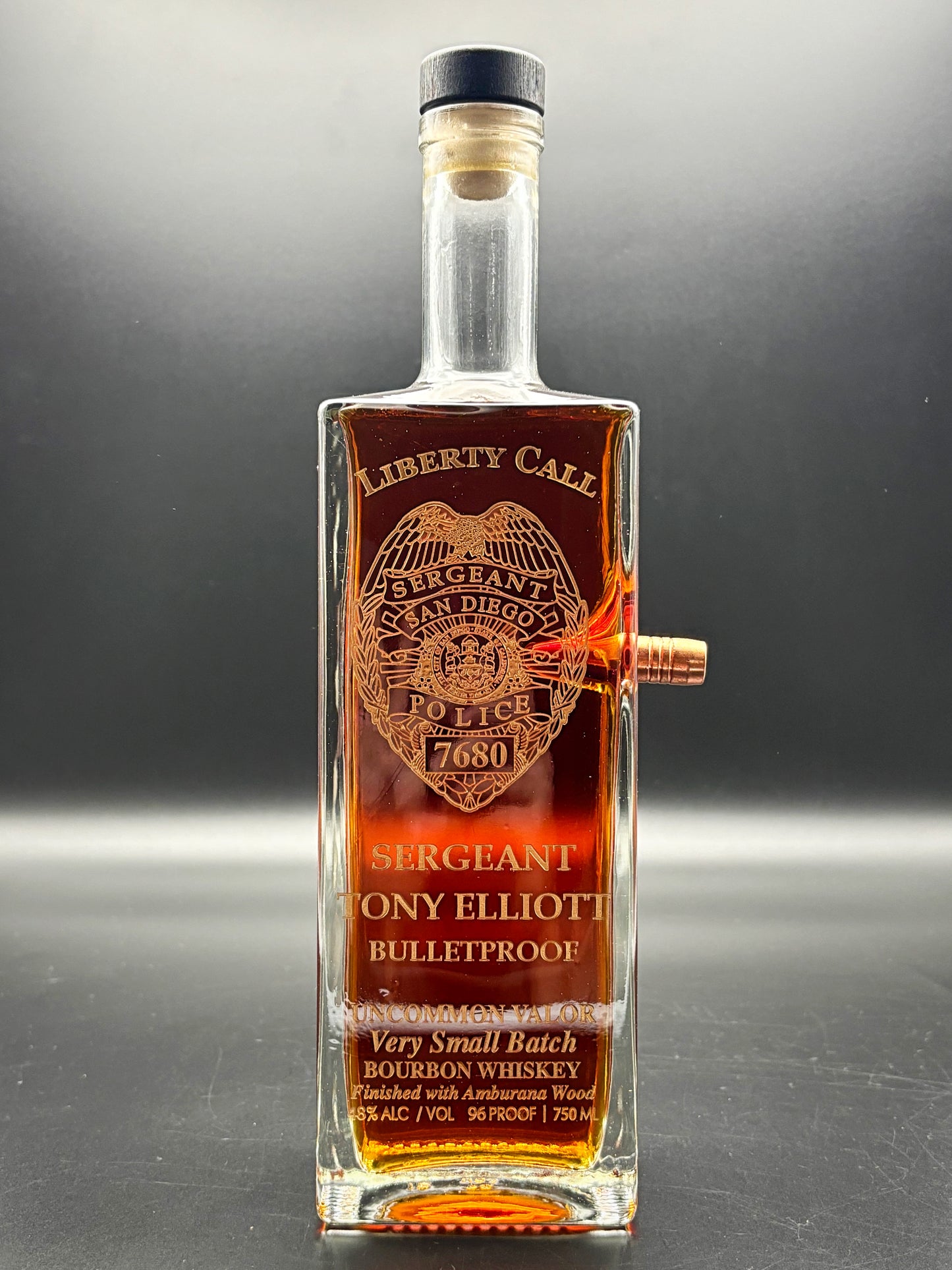 San Diego PD Sergeant Anthony Elliott Fundraiser Whiskey Bottles