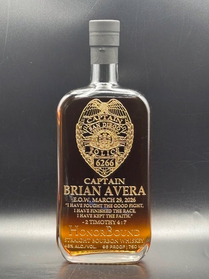 Captain Brian Avera - San Diego Police Department - Memorial Whiskey Bottle