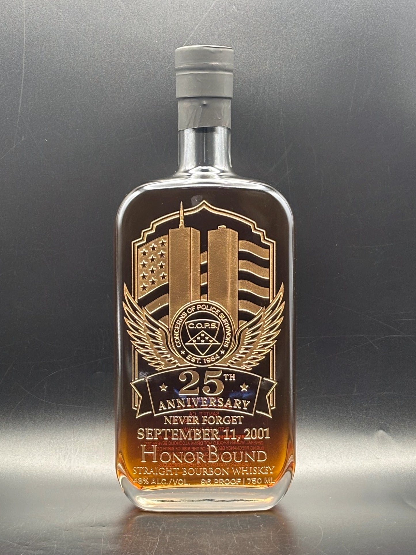 9/11 25th Anniversary C.O.P.S. Whiskey Memorial Bottle