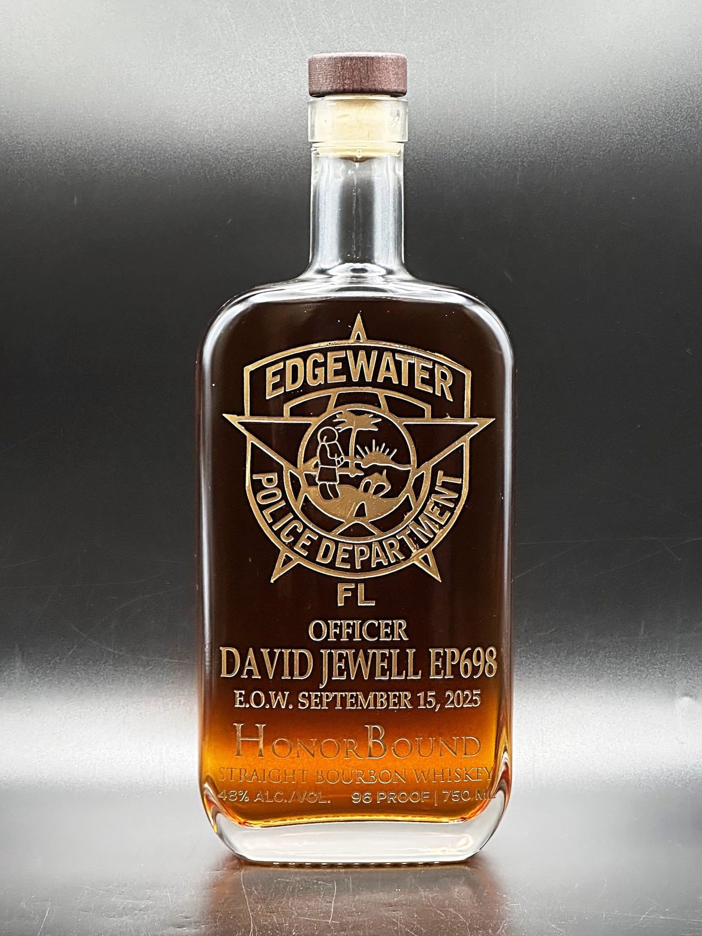 Officer David Jewell -  Edgewater Police Department - Memorial Whiskey Bottle
