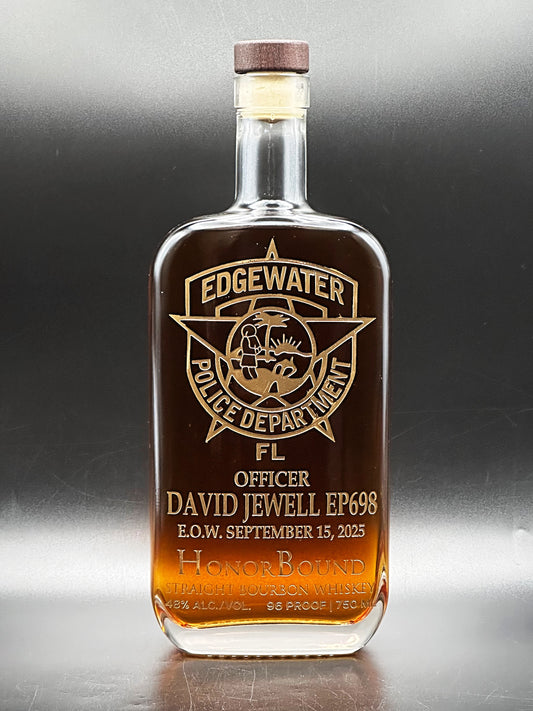 Officer David Jewell -  Edgewater Police Department - Memorial Whiskey Bottle
