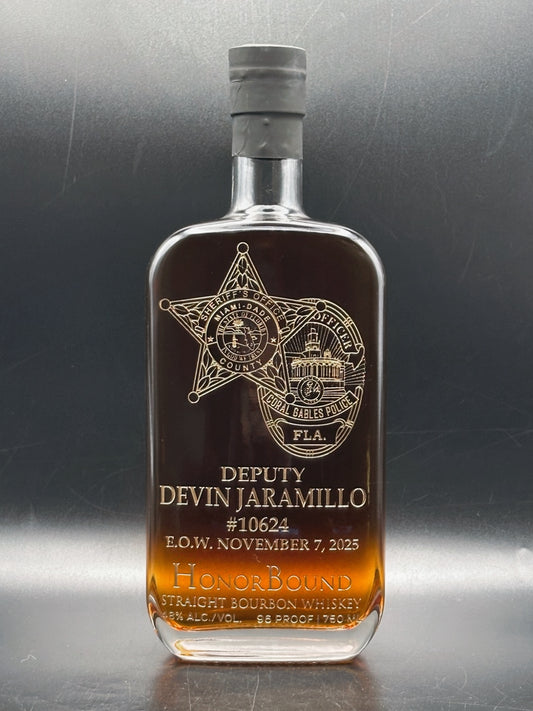 Deputy Sheriff Devin Jaramillo -  Miami-Dade Sheriff's Office - Memorial Whiskey Bottle