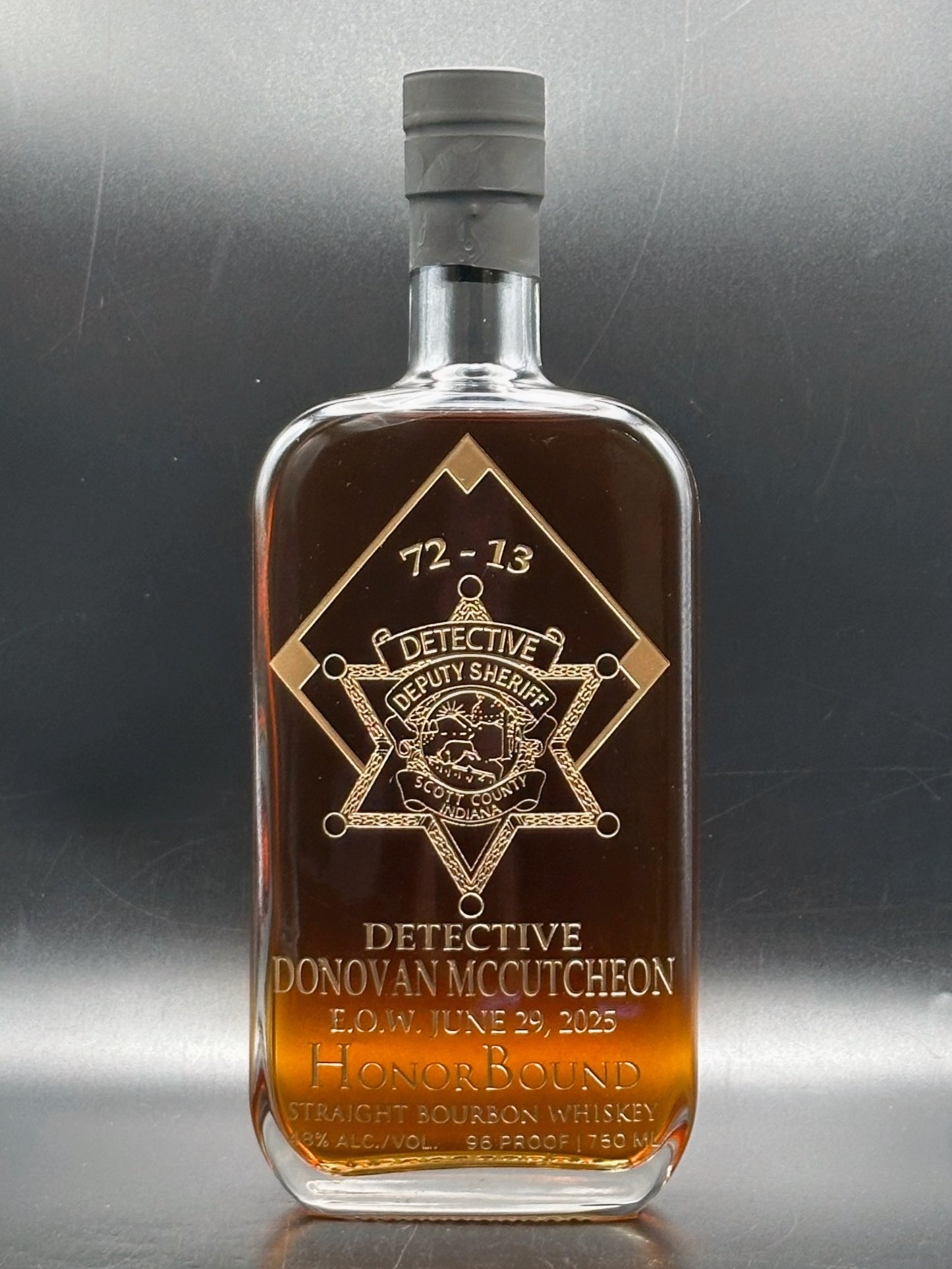 Detective Donovan McCutcheon -  Scott County Indiana Sheriff's Office - Memorial Whiskey Bottle