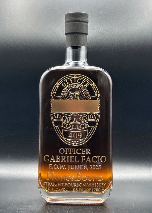 Officer Gabriel Facio -  Apache Junction Police Department - Memorial Whiskey Bottle