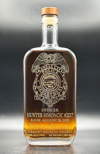 Officer Hunter Simoncic -  Kansas City Police Department - Memorial Whiskey Bottle