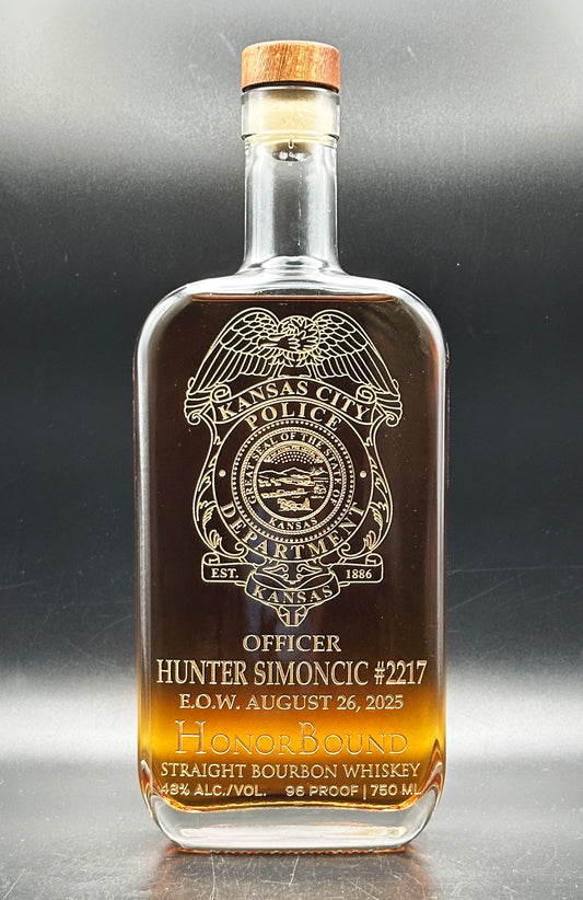 Officer Hunter Simoncic -  Kansas City Police Department - Memorial Whiskey Bottle