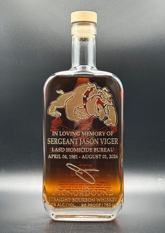 Sergeant Jason Viger -   Los Angeles County Sheriff's Department  - Memorial Whiskey Bottle