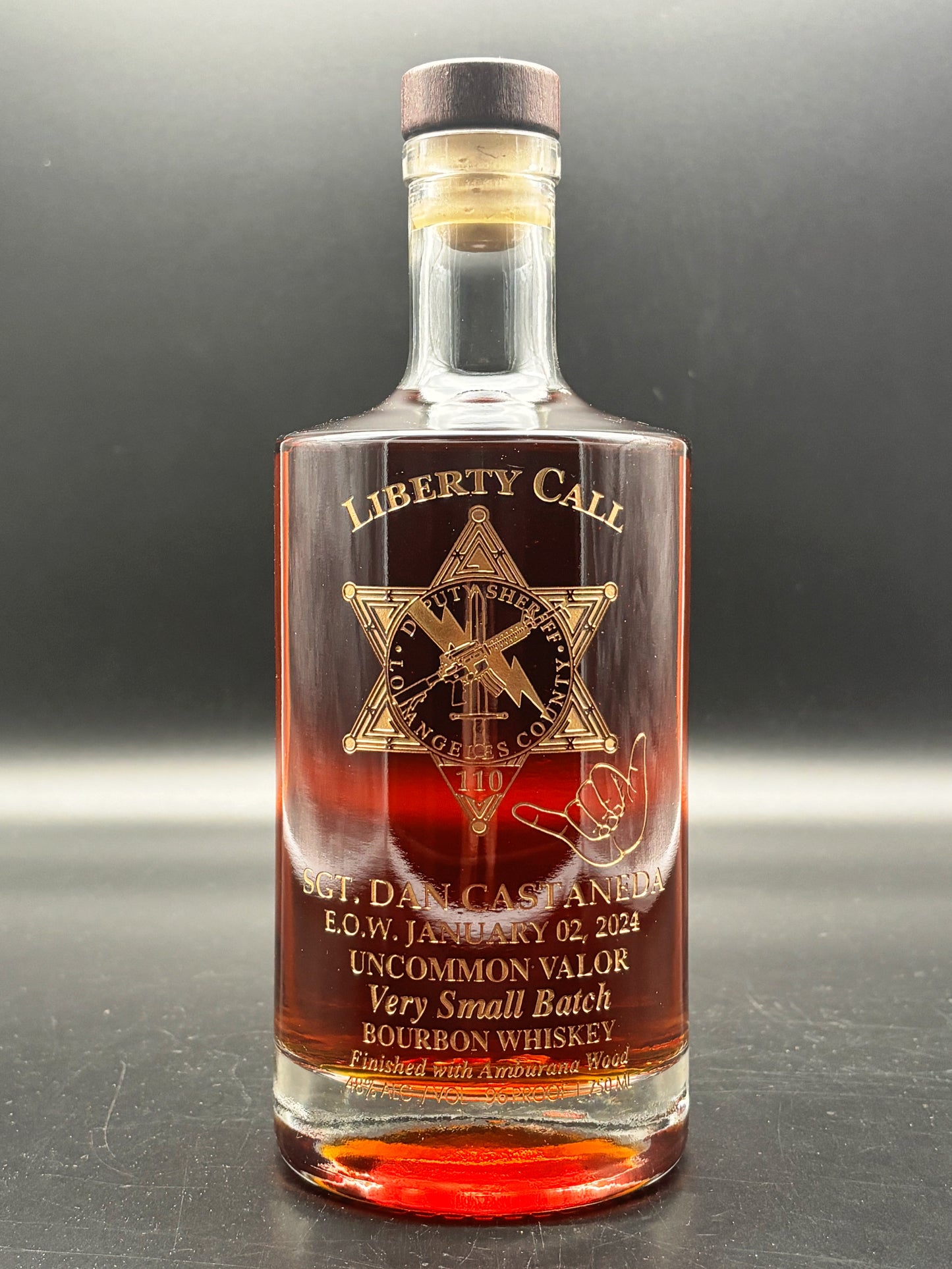 Los Angeles County Sheriff's Sergeant Danilo Castaneda Jr. Memorial Whiskey Bottle