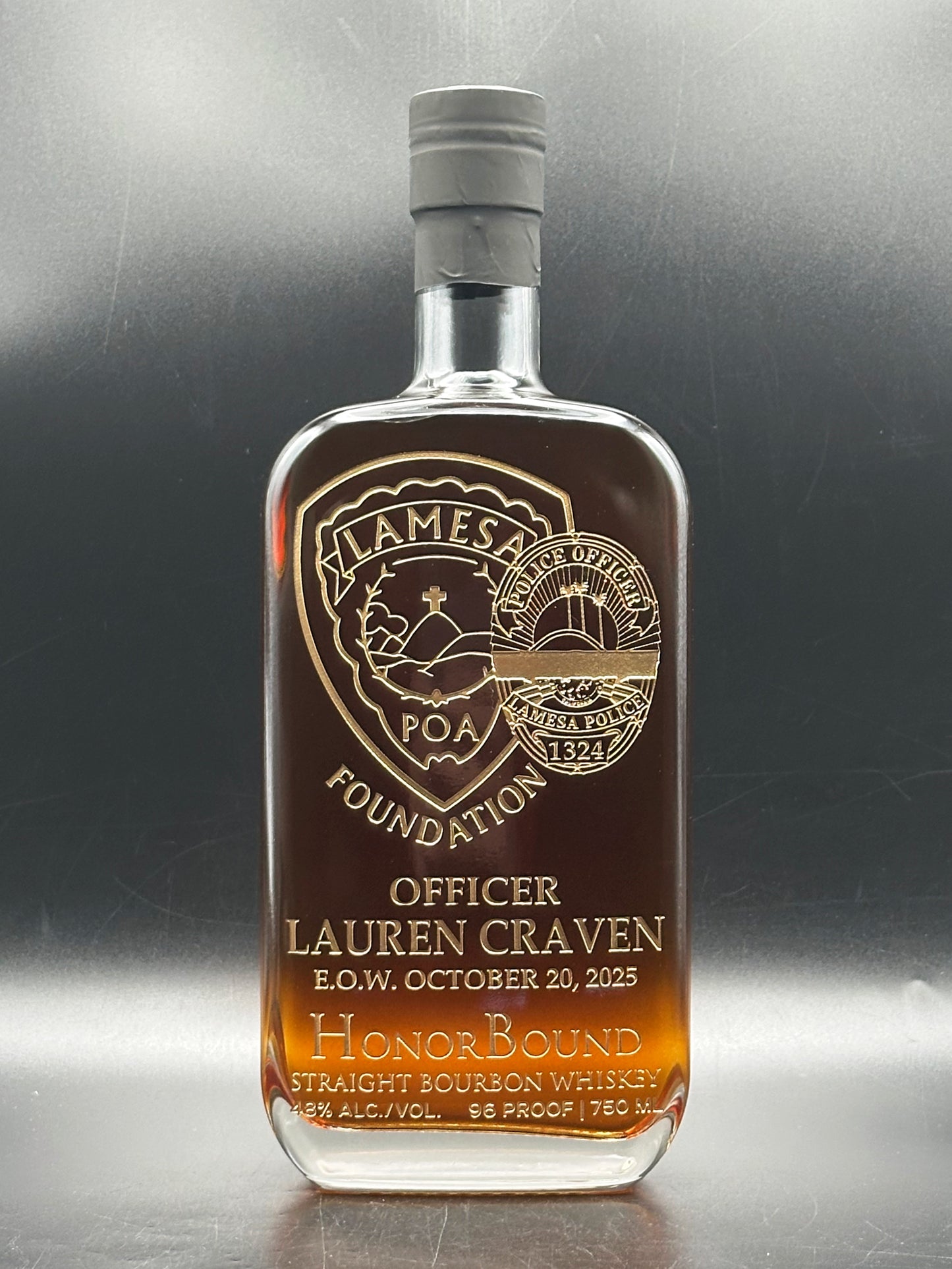 Officer Lauren Craven -  La Mesa Police Department - Memorial Whiskey Bottle