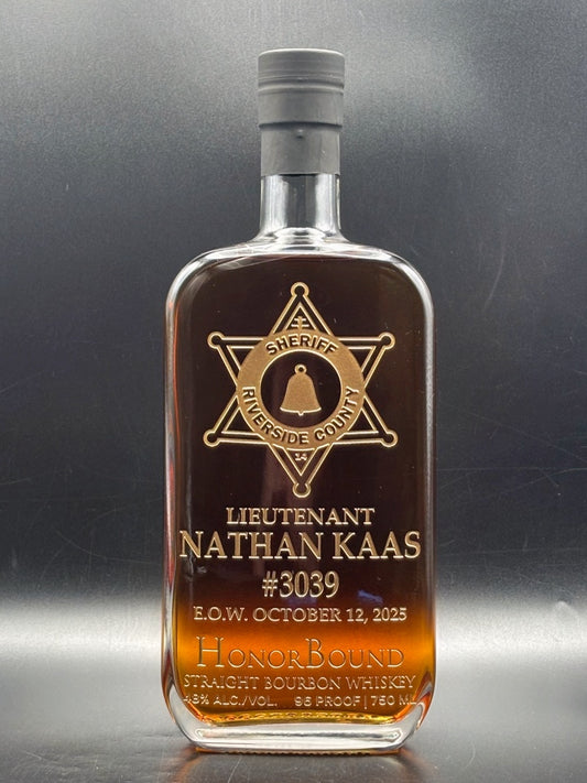 Lieutenant Nathan Kaas -  Riverside County Sheriff's Office - Memorial Whiskey Bottle