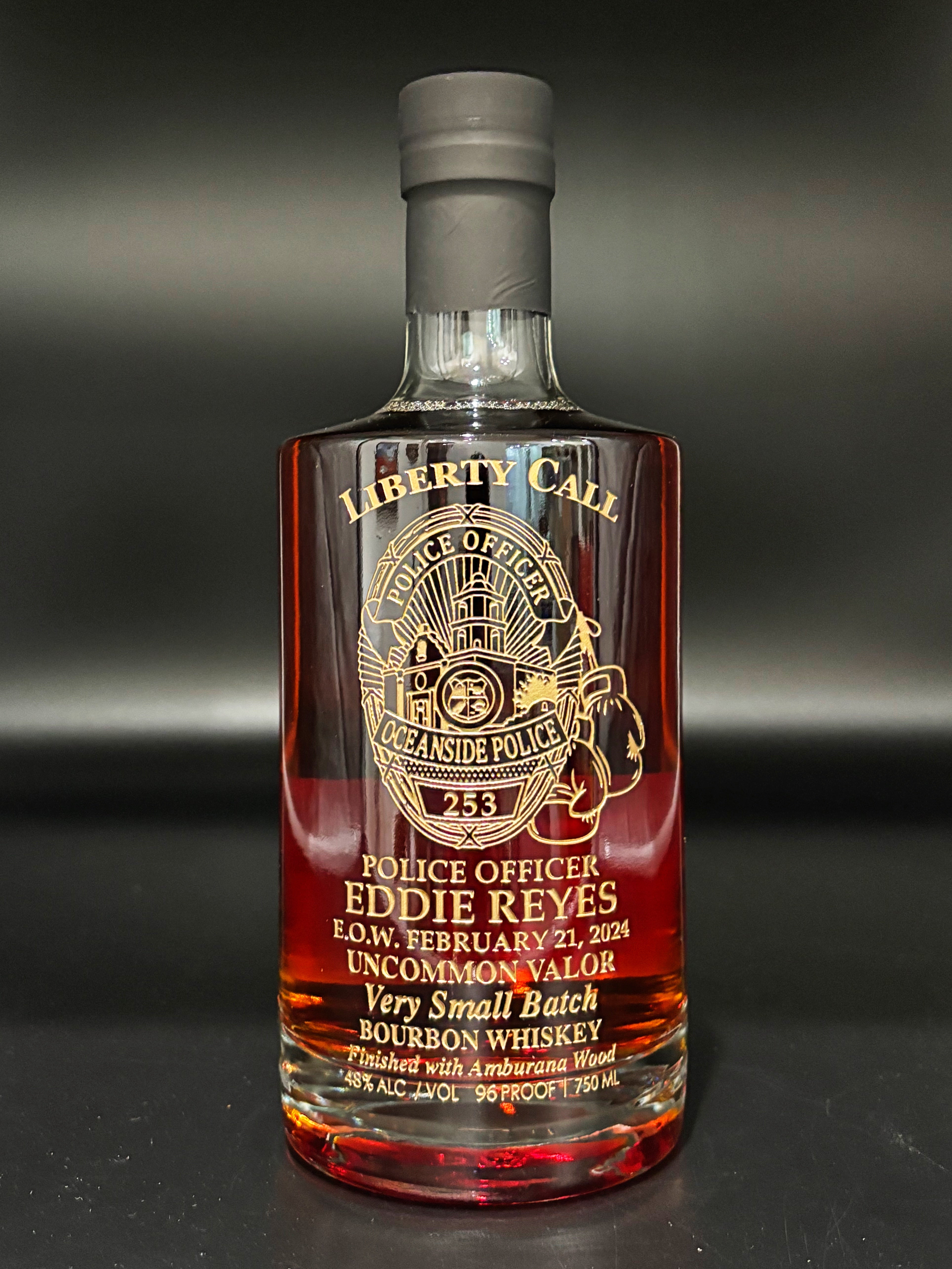 Oceanside PD Eddie Reyes Memorial Whiskey Bottle – Service Through Spirits