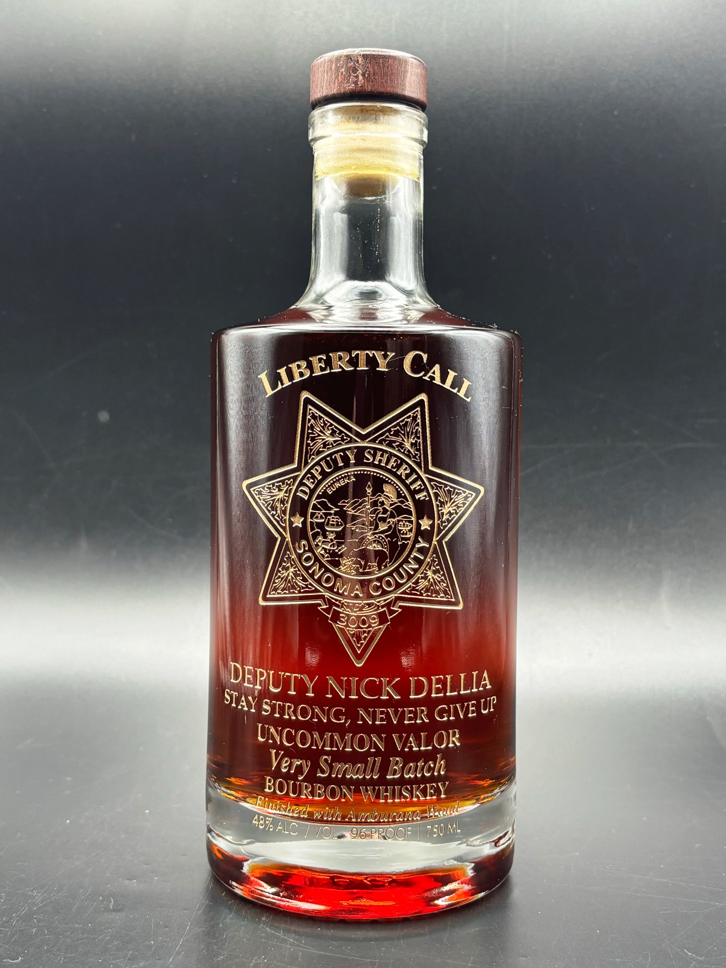 Sonoma County Sheriff's Deputy Nick Dellia Fundraiser Whiskey Bottle