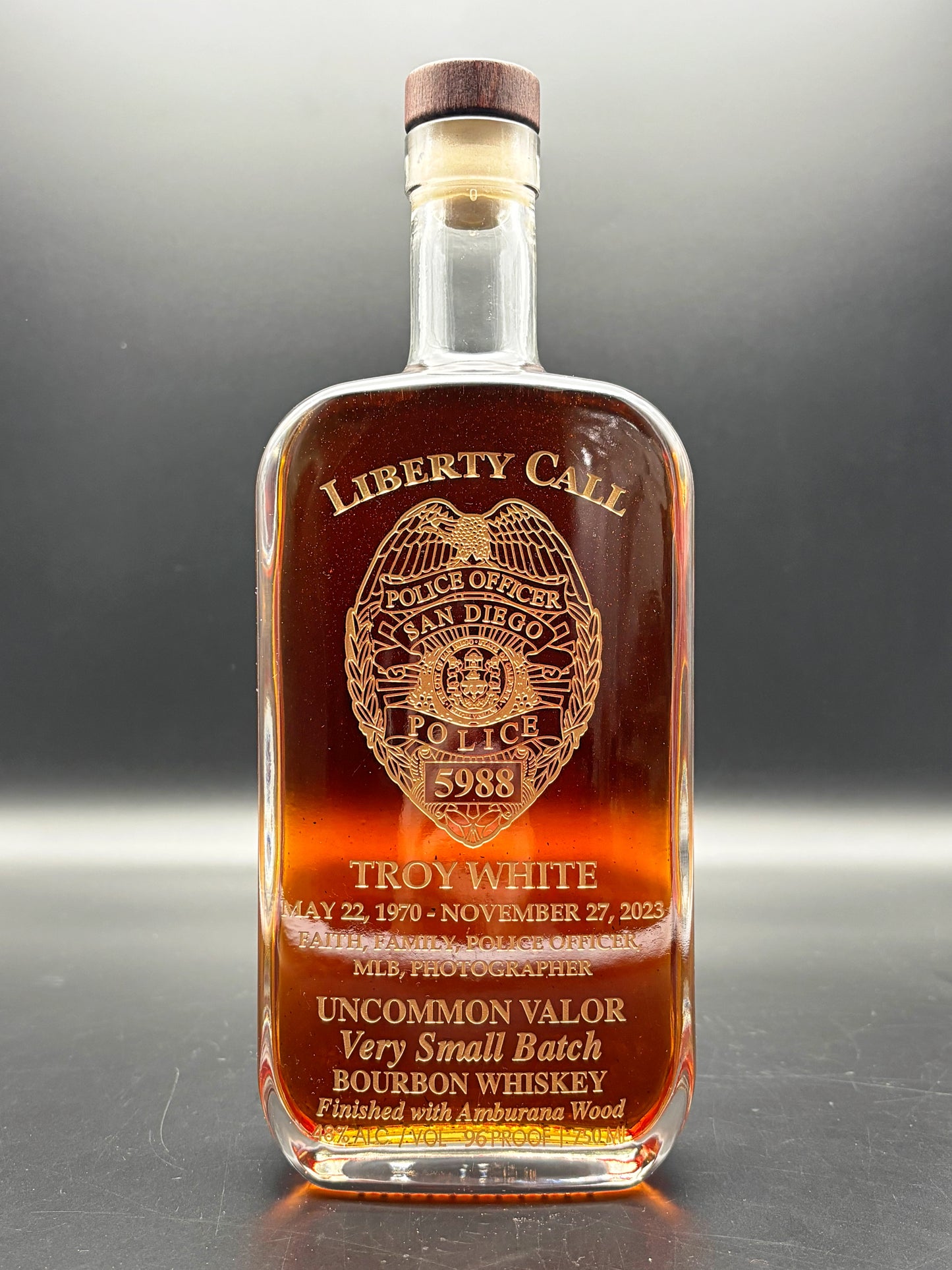 San Diego Police Officer Troy White Memorial Whiskey Bottle