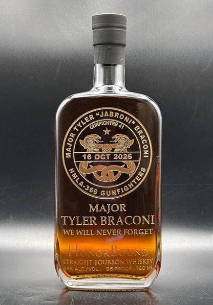 USMC Major Tyler Braconi Memorial Whiskey Bottle