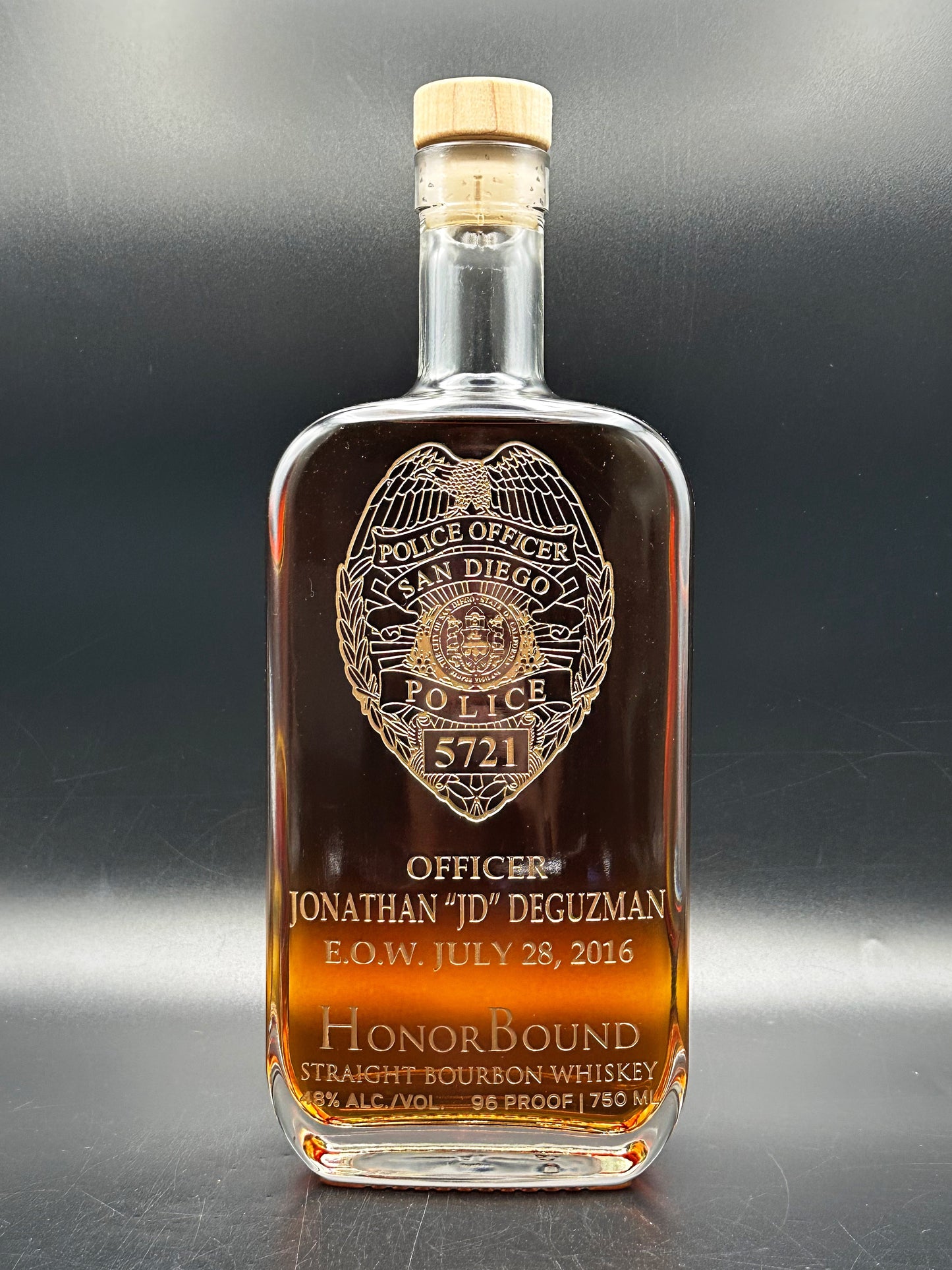 Officer Jonathan DeGuzman - San Diego Police Department Memorial Bottle