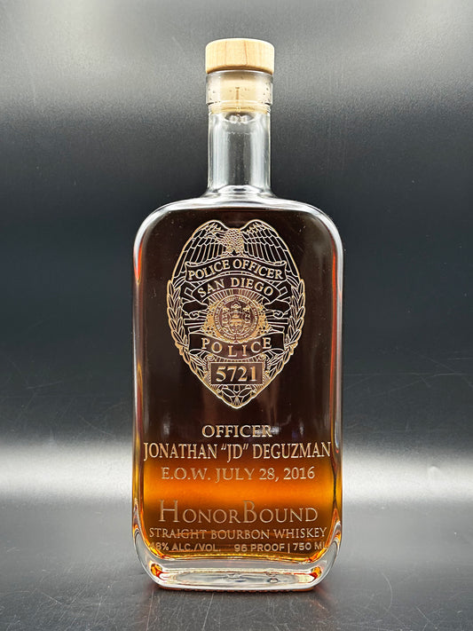 Officer Jonathan DeGuzman - San Diego Police Department Memorial Bottle