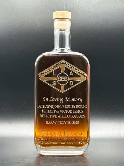 Detectives William Osborn, Joshua Kelley-Eklund, and Victor Lemus - Los Angeles County Sheriff's Department Memorial Bottle